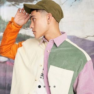 ASOS DESIGN 90s oversized corduroy shirt jacket shacket color block